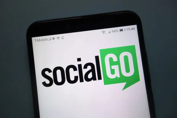 Konskie Lengyelország November 2018 Ban Socialgo Logó Jelenik Meg Smartphone — Stock Fotó