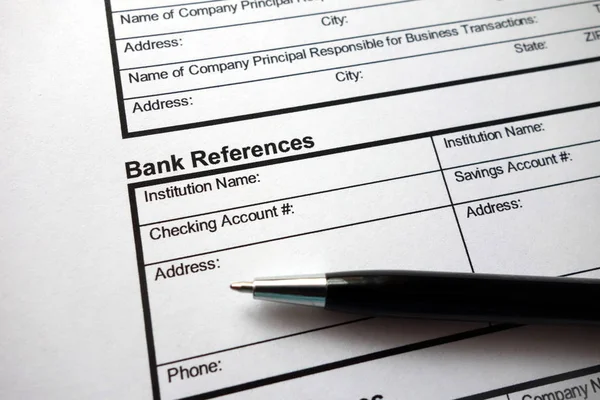 Рекомендації Банку Щодо Форми Заявки Отримання Бізнес Кредиту Ручкою — стокове фото