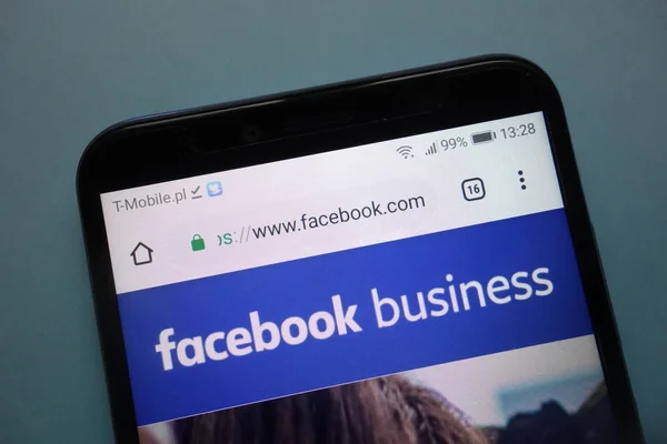 Końskie Polska Listopada 2018 Biznes Facebook Stronie Smartphone — Zdjęcie stockowe