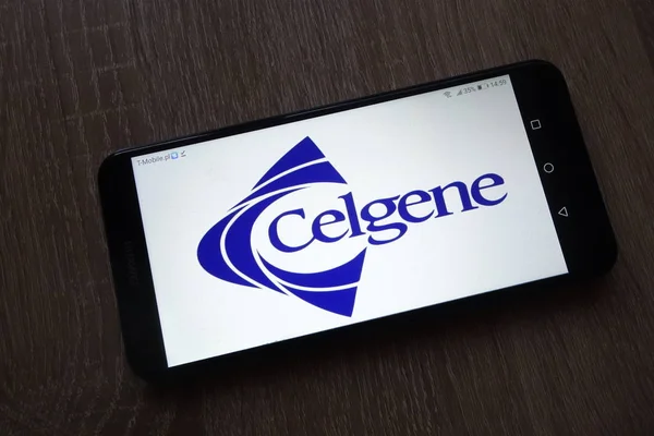 Konskie Poland December 2018 Celgene Corporation Logo Displayed Smartphone — Stock Photo, Image