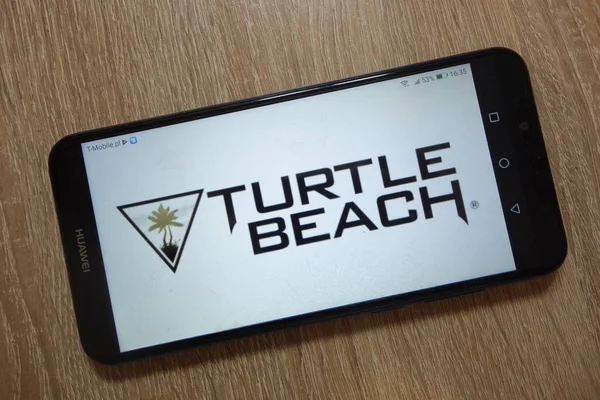 Konskie Puola Joulukuu 2018 Turtle Beach Corporationin Logo Näytetään Älypuhelimessa — kuvapankkivalokuva