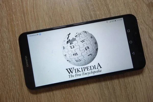 Konskie Polonya Aralık 2018 Smartphone Üzerinde Görüntülenen Wikipedia Logosu — Stok fotoğraf