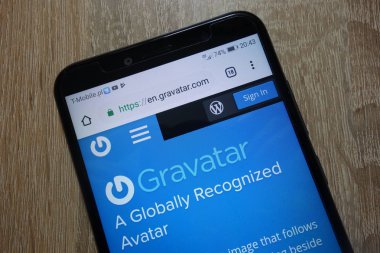 KONSKIE, POLAND - December 04, 2018: Gravatar website (en.gravatar.com) displayed on smartphone clipart