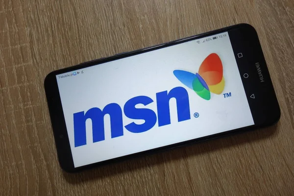 Konskie Poland Dezember 2018 Msn Logo Auf Dem Smartphone Angezeigt — Stockfoto