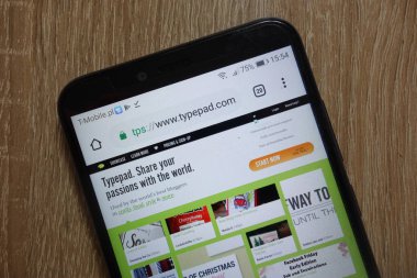 Konskie, Polonya - 09 Aralık 2018: smartphone üzerinde görüntülenen Typepad Web sitesi (www.typepad.com)