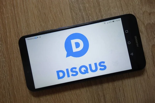 Konskie Polen December 2018 Disqus Logo Weergegeven Smartphone — Stockfoto