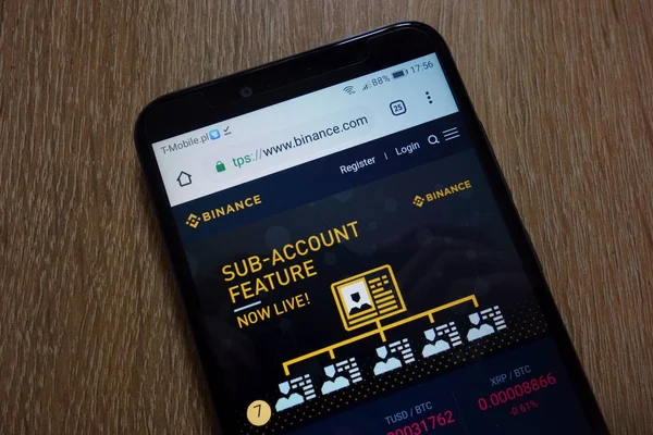 Konskie Польща Грудня 2018 Binance Cryptocurrency Exchange Веб Сайт Www — стокове фото