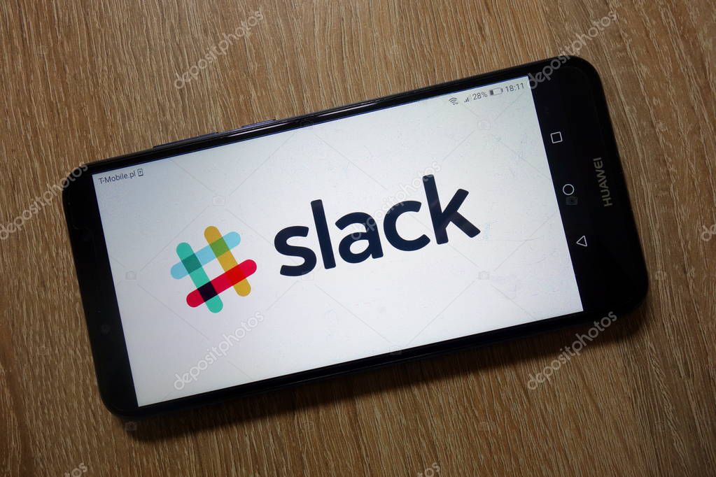 KONSKIE, POLAND - December 28, 2018: Slack logo displayed on smartphone