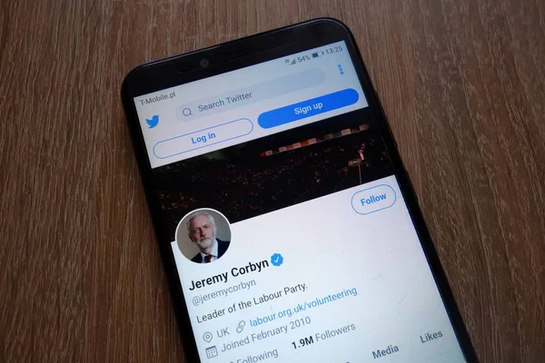 Konskie Polen Januar 2019 Offizielle Twitter Seite Von Jeremy Corbyn — Stockfoto