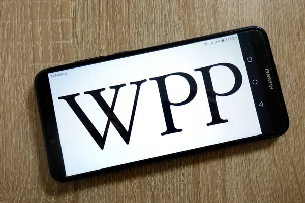 Konskie Polen Januar 2019 Wpp Plc Logo Auf Dem Smartphone — Stockfoto