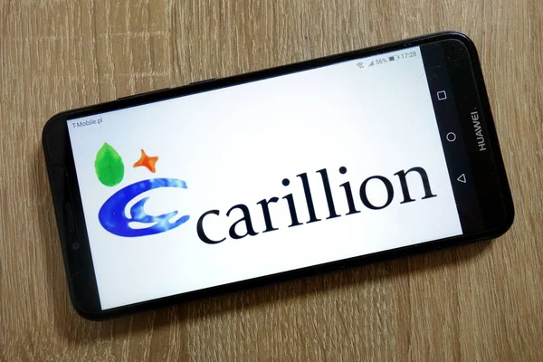 Konskie Poland Января 2019 Года Логотип Carillion Отображается Смартфоне — стоковое фото