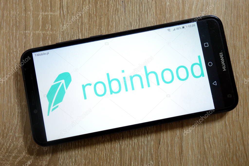 KONSKIE, POLAND - January 10, 2019: Robinhood company logo displayed on smartphone