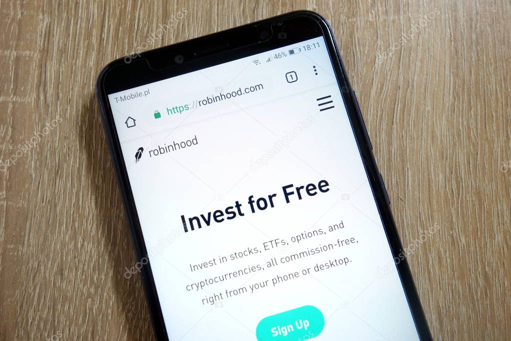 KONSKIE, POLAND - January 10, 2019: Robinhood company website (robinhood.com) displayed on smartphone