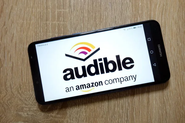 Konskie Poland January 2019 Audible Store Logo Displayed Smartphone — Stock Photo, Image