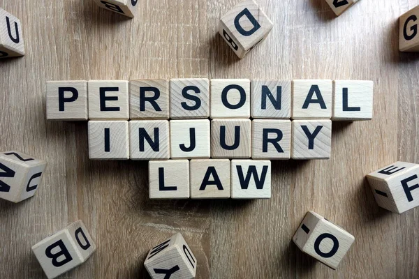 Personal Injury Law Text Wooden Blocks Desk — Stock Photo, Image