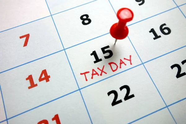 April 15 marked as tax day on calendar