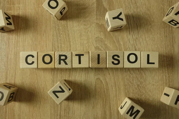 Cortisol Word Wooden Blocks Desk — Stock Photo, Image