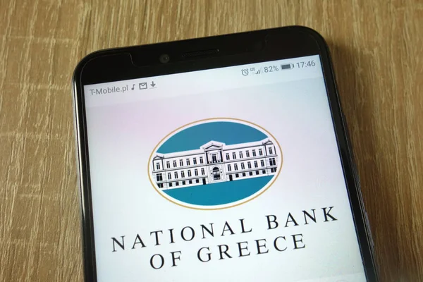 Konskie Polonia Febrero 2019 Logotipo Del Banco Nacional Grecia Aparece —  Fotos de Stock