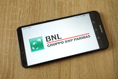 Konskie, Polonya - 23 Şubat 2019: smartphone üzerinde görüntülenen Banca Nazionale del Lavoro logosu