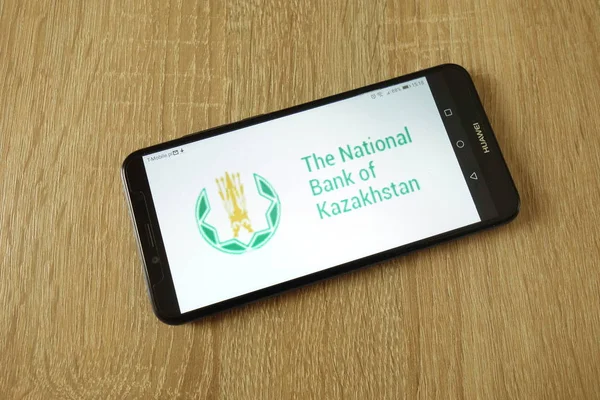 Konskie Polonia Febrero 2019 Logotipo Del Banco Nacional Kazajstán Aparece —  Fotos de Stock