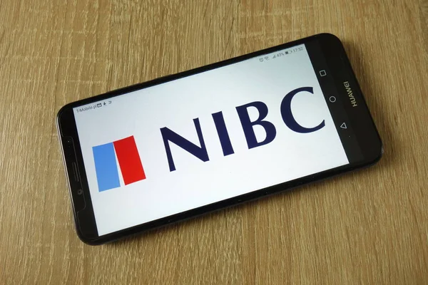 Konskie Poland Марта 2019 Года Логотип Nibc Bank Отображается Смартфоне — стоковое фото