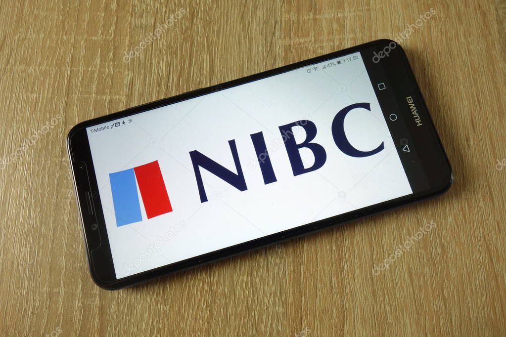 KONSKIE, POLAND - March 11, 2019: NIBC Bank N.V. logo displayed on smartphone