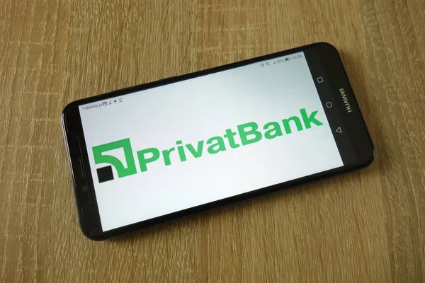 Konskie Poland March 2019 Privatbank Logo Displayed Smartphone — Stock Photo, Image