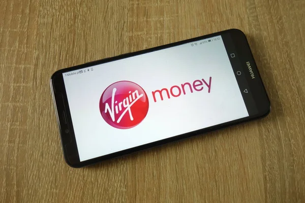 Konskie Poland Марта 2019 Года Логотип Virgin Money Отображается Смартфоне — стоковое фото