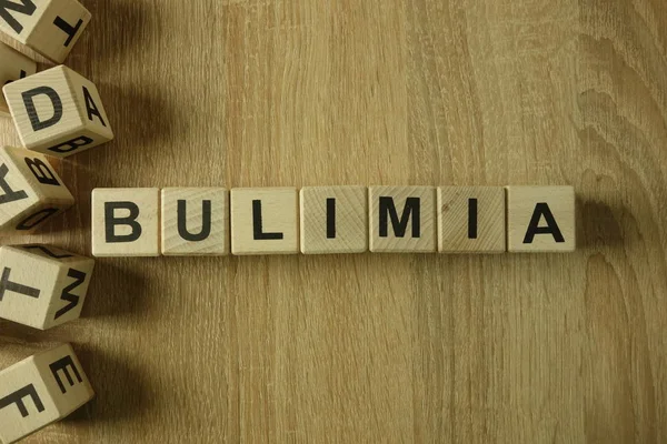 Bulimia Palabra Bloques Madera Escritorio — Foto de Stock