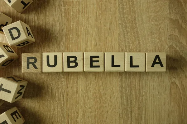Rubella Word Wooden Blocks Desk — Stock Photo, Image