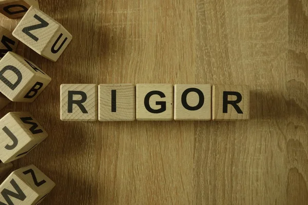 Rigor Word Wooden Blocks Desk — Stock Photo, Image