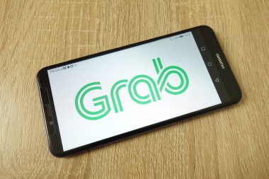 Konskie, Polonya - 21 Haziran 2019: Cep telefonu grab Holdings Inc şirket logosu