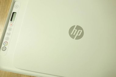 Konskie, Polonya - 21 Haziran 2019: Yazıcıda Hp logosu