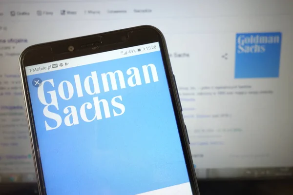 Konskie, Polen-29 juli 2019: Goldman Sachs-logo op mobiele telefoon — Stockfoto