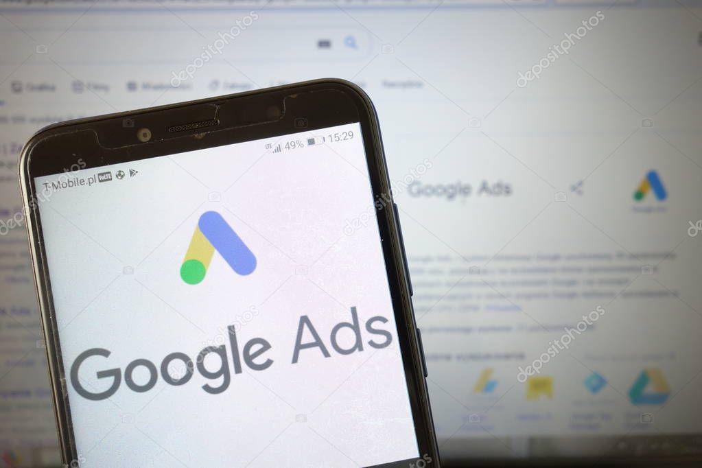 KONSKIE, POLAND - July 29, 2019: Google Ads logo displayed on mobile phone