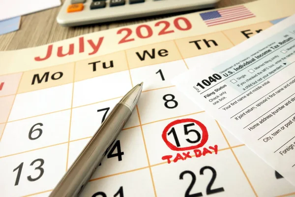 Miesięczny Kalendarz Pokazujący Datę Lipca 2020 Roku Oznaczoną Jako Dzień — Zdjęcie stockowe