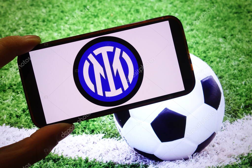 Konskie, Poland - September 15, 2025: Inter Milan club logo displayed on mobile phone