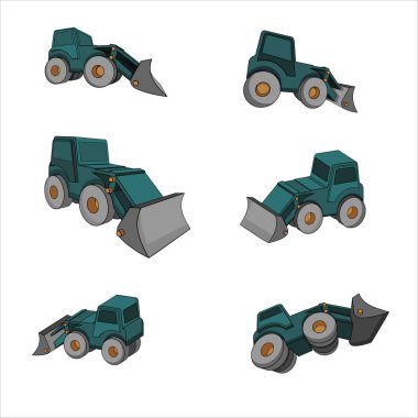 Pro-Stick'ten farklı projeksiyonlarda 3d traktörün Vektör Çizimleri