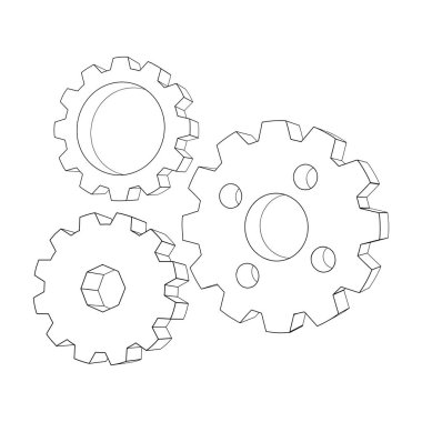 Gears 3d vektör simgesi beyaz arka plan üzerinde izole. - vektör