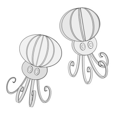 Beyaz arka planda izole edilmiş çeşitli kağıt balıkları, deniz hayvanları ve origami koleksiyonu - vektör