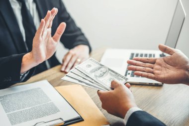 Yolsuzluk kavramı, reddeden işadamı Yöneticisi almak para para dolar faturaları yolsuzluk rüşvet geçen iş adamdan.
