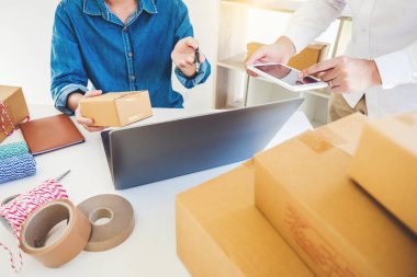 SME freelance team working with packaging startup entrepreneur s
