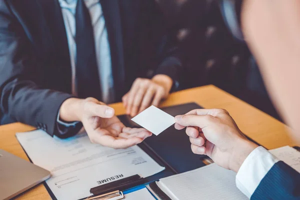 Job interview concept , Senior manager reading a resume during a Royalty Free Stock Images