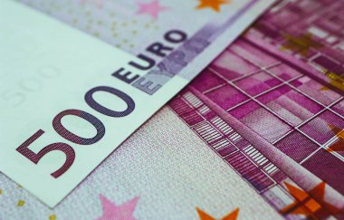 500 euro banknote close up. Five hundred euro money macro view. clipart