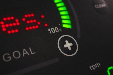 Fitness makine ekran spor egzersiz egzersiz etkinliği, makro görünümü.