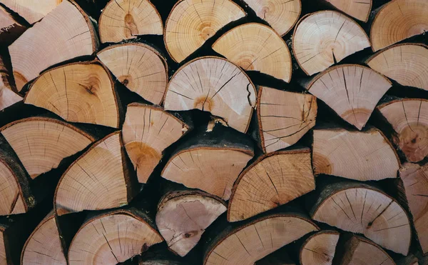 Rozsekané Dříví Stohu Šatně Fotografie Znázorňuje Pozadí Dřevem Přírodní Dřevěné — Stock fotografie