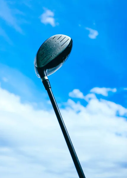 Golfschläger Auf Blauem Himmel Makroblick Luxus Sportspiel Lifestyle Konzept — Stockfoto