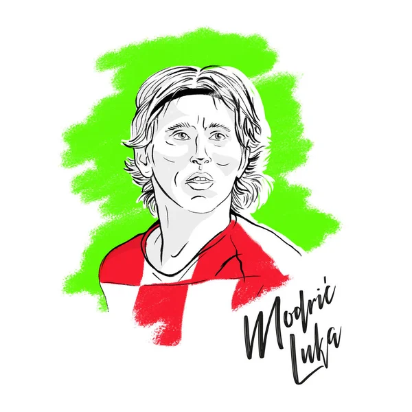 Rússia Moscou Junho 2018 Luka Modric Jogador Croata Futebol Desenhado — Fotografia de Stock