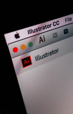 Yunanistan, Kavala - 15 Ocak 2018: Adobe Illustrator uygulamasını bir ekranda MacBook, yakın çekim.