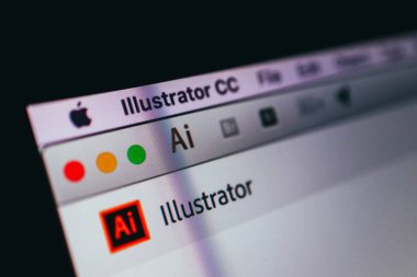 Yunanistan, Kavala - 15 Ocak 2018: Adobe Illustrator uygulamasını bir ekranda MacBook, yakın çekim.